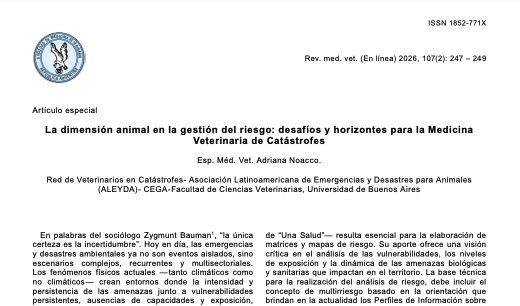 La dimensión animal en la gestión del riesgo: desafíos y horizontes para la Medicina Veterinaria de Catástrofes